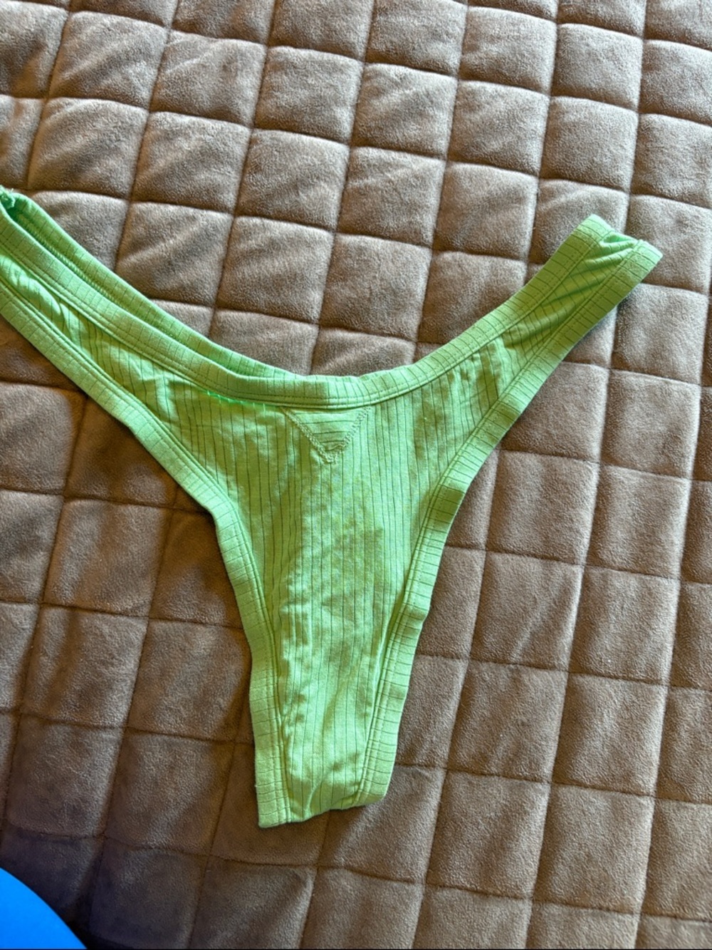 aerie  Green Ribbed Thong Panty. Medium